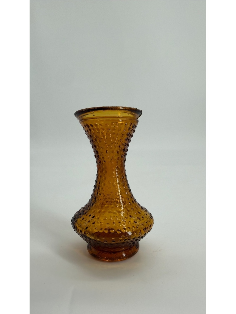 Vintage Amber Hobnail Textured Glass Mini Bud Vase Made in Taiwan 3”
